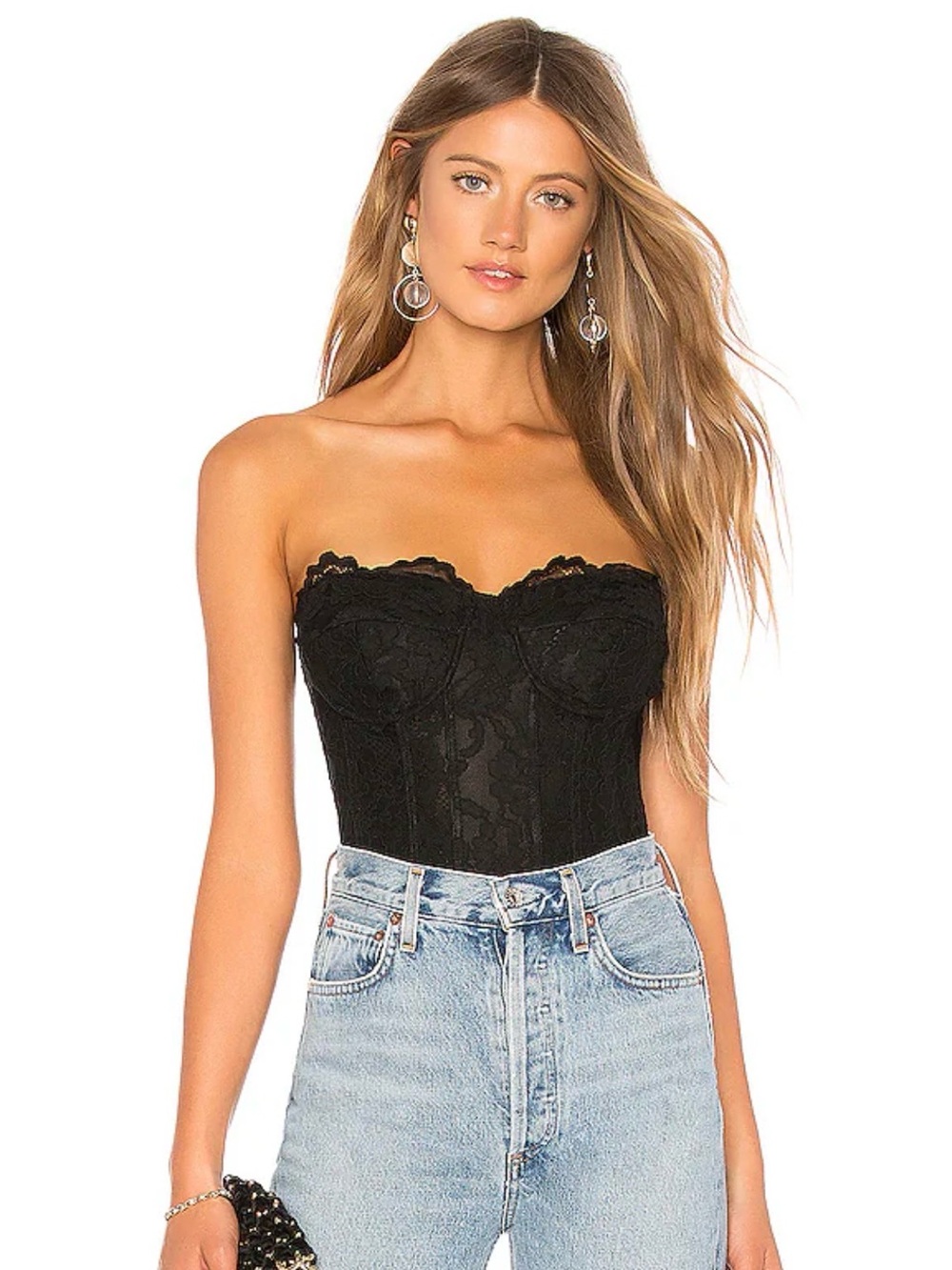 NWT Strapless Black Lace Corset Top